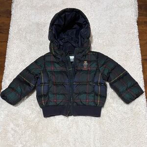 Ralph Lauren Plaid Hooded Puffer Down Jacket